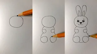 Как легко нарисовать ЗАЙЦА (КРОЛИКА) карандашом поэтапно