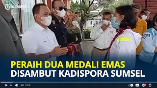 Peraih Dua Medali Emas di PON XX Papua 2021, Sri Maya dan Rio Maholtra disambut Kadispora Sumsel
