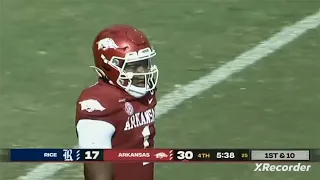 KJ's First Win As A Starter Arkansas vs Rice 2021 Football Highlights