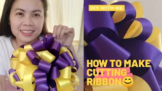 HOW TO MAKE CUTTING RIBBON||with two colors cut into four😊😊