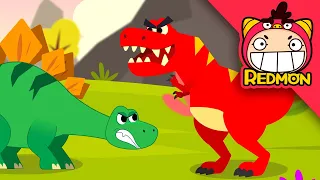 Save the Stegosaurus | Dino Rescue Team | Dinosaurs cartoon | bitten by Tyrannosaurus | REDMON