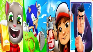 Talking Tom Gold Run vs Sonic Dash vs Subway Surfes vs Agent Dash - Android Gameplay