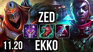 ZED vs EKKO (MID) | 8/0/6, Legendary, 500+ games | NA Master | v11.20