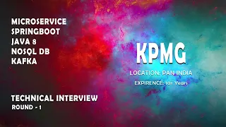 KPMG | Java microservice springboot real time interview | Part 1