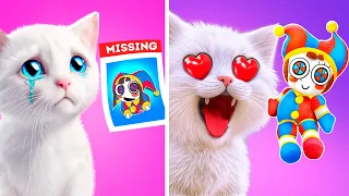 My Cat Fall in Love with Pomni! *Play Digital Circus Game Book* DIY Amazing Crafts