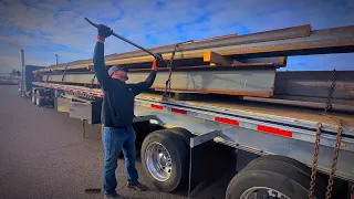 Teaching my little brother how to haul steel with a 53’ Mac flatbed