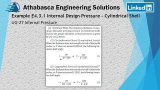 ASME PTB-4  Example E4.3.1 Internal Design Pressure - Cylindrical Shell