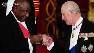 King Charles greets South African leader for state visit