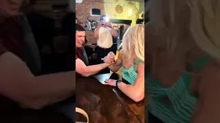 Beautiful Blonde Female Bodybuilder Grace Hilbing DESTROYS Man In Armwrestling Match