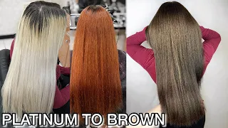 How to COLOR FILL hair to go darker | Going from PLATINUM to BROWN | Maxine Glynn