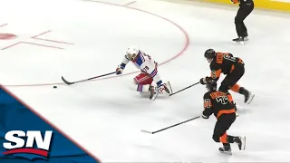 Rangers' K'Andre Miller Tripped But Jumps Back Up To Score A Beauty On Breakaway