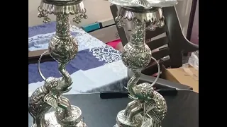 German silver#antique #oxidisied#elephant diyas#unboxing n review.