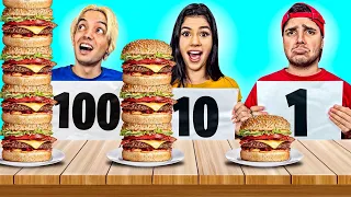 COMIENDO 100 CAPAS DE COMIDA CHALLENGE !!