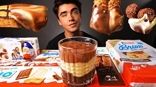 ASMR KINDER CHOCOLATE PARTY Kinder Joy, Kinder Bueno, Cake, Tronky, Triple Chocolate Mousse 먹방