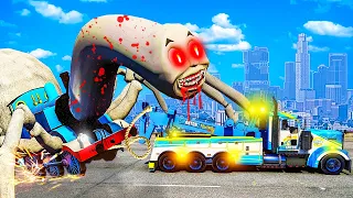 In GTA 5.. Towing CURSED Thomas.exe!