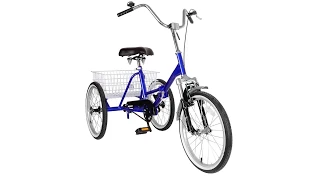 Bike Installation：Blue 20"  Folding Tricycle Bike 3 Wheeler Bicycle Portable Tricycle
