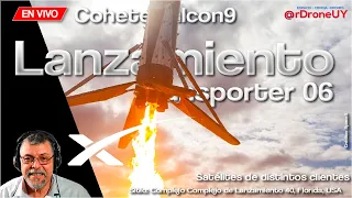 -TRANSPORTER 06 -1ER  LANZAMIENTO DEL AÑO DE UN COHETE FALCON 9 DE SPACEX - DIRECTO EN ESPAÑOL