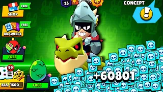 🦖COMPLETE 60801 CREDITS!✅🎁|FREE GIFTS BRAWL STARS🔥|Concept