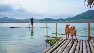 Making Bamboo Rafts for Fishing, Weaving Baskets, River Survival | EP.360