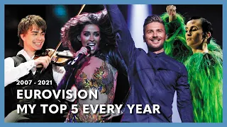 Eurovision - My Top 5 Every Year (2007 - 2021)