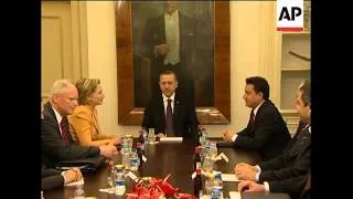 Clinton continues tour of region, meets PM and FM