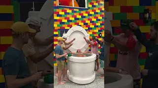 My BOYFRIENDS PRANKED me in Worlds Largest Toilet at Giant Lego House with Water Balloons #shorts