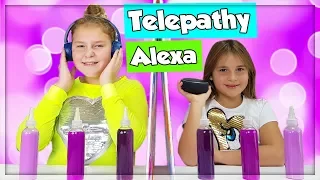 TWIN TELEPATHY ALEXA VS ELINA SLIME CHALLENGE !!!