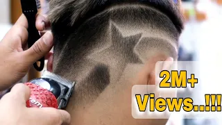 Skin Fade Design ⭐ Star ⭐ Pompadour - Mens Haircut - Barber Tutorial 🔥