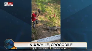 Man 'armed with frying pan' fights off 'monster' crocodile