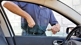 Como reparar sujetar  PROVISIONAL cristal puerta auto carro.
