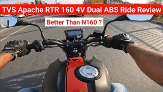 All New 2024 TVS Apache RTR 160 4V Dual ABS Ride Review | On Road price Top Speed | Comfort Safety