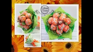 КАК ЗАКРЕПИТЬ МАНДАРИНЫ В БУКЕТЕ НЕ ПРОТЫКАЯ🍊Букет из мандаринов своими руками🍊Самый простой вариант