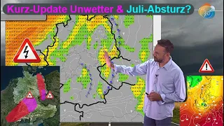 Kurz-Update Kaltfront mit Unwetter-Gefahr - kurzer Trend "Juli-Absturz" in der letzten Dekade?