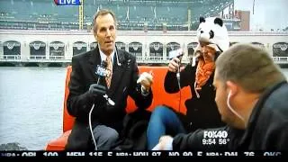 Seagull Bombs Newscaster SF Giants World Series!
