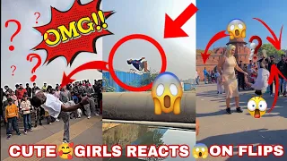 Cute 🥰Girls Reaction 😍Flips | Girls React On Stunts😱 #publicreaction#girlsreaction #tiktok #flip