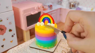 REAL Miniature RAINBOW MOUSSE Cake | Yummy Miniature Colorful Cake Recipes | Mini Bakery