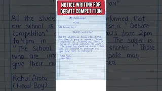 Notice writing for Debate competition#noticewriting #noticeformat #shorts #short #youtubeshorts