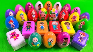 Looking Cocomelon, Pinkfong, Hogi with Rainbow Dinosaur Eggs CLAY Coloring! Satisfying Video ASMR