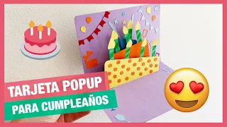 TARJETA o CARTA de CUMPLEAÑOS 🎂 POPUP de PASTEL 🎂• Paso a paso • DIY · Muy Fácil 😍