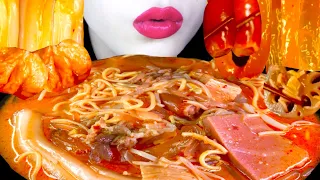 ASMR SPICY MALATANG HOT POT MUKBANG 마라탕 먹방 팽이버섯, 뉴진면, 분모자, 중국당면  ENOKI MUSHROOM NOODLES EATING SOUND