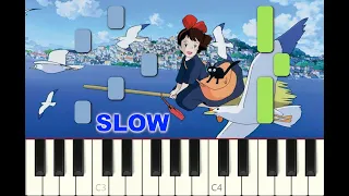 SLOW piano tutorial "I'LL BE ALLRIGHT" from Kiki's Delivery Service, with free sheet music, Miyazaki