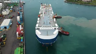 Car carrier ship berthing timeplapse