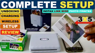 Fujifilm Instax Link Wide Printer Setup, Unboxing, Install Film, Wireless Setup, Print 3x5 Photos.