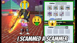 I SCAMMED A SCAMMER IN SKYBLOCK BLOCKMAN GO 🤑😱 #skyblock #blockmangoskyblock