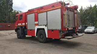 Ukrainian fire truck MAZ-530927 responding to call + returns to station