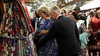 Belgian Royal Family visits Kinshasa market vendors