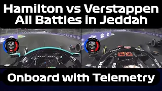 Hamilton vs Verstappen all battles onboard with telemetry in Jeddah | 2021 Saudi Arabin GP