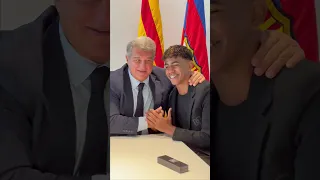 President Laporta 🤝 Lamine Yamal #fcbarcelona #LamineYamal #shorts