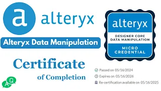 Alteryx Data Manipulation | Certificate of Completion | #alteryx  #certificationexam #answers #2024