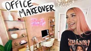 Pink Glam Office Makeover + Pool & Landscaping + Makeup Organization